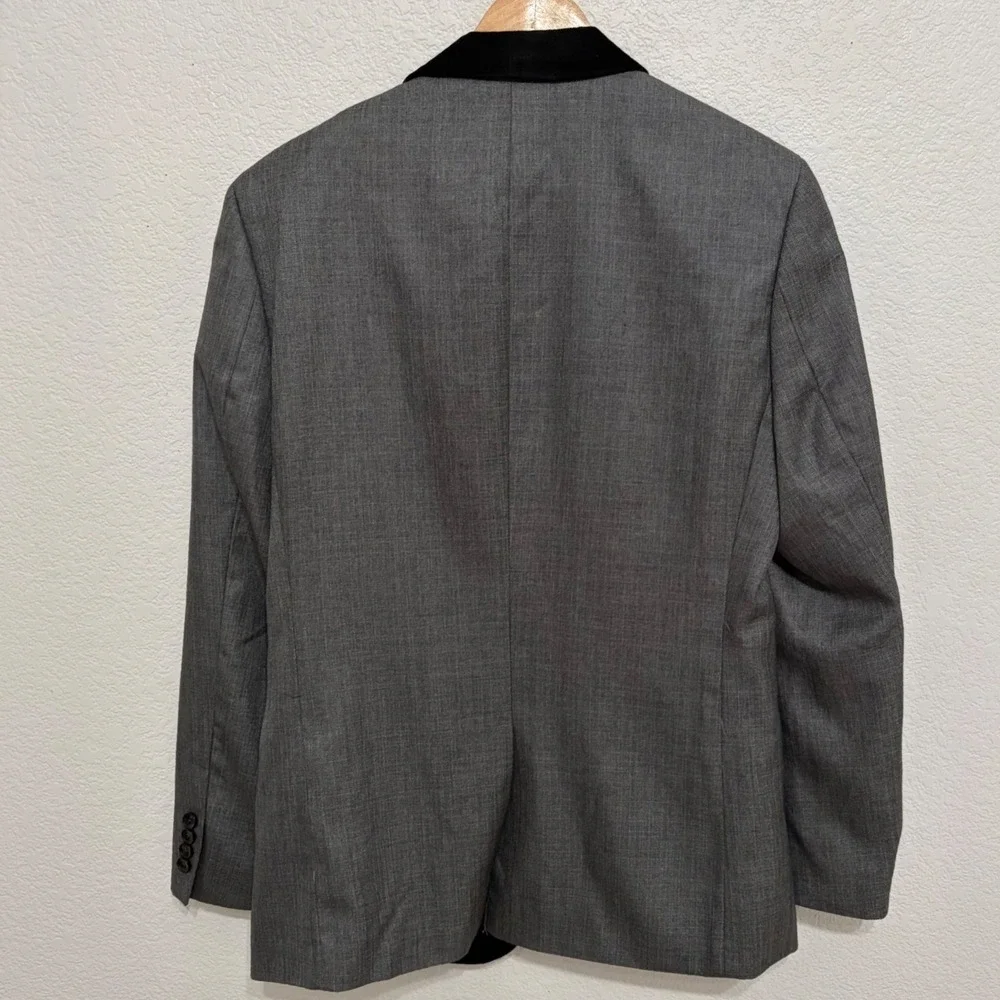 Giovanni Testi Mens Tuxedo Blazer Grey Black Velvet Shawl Lapel 40R Slim Fit
